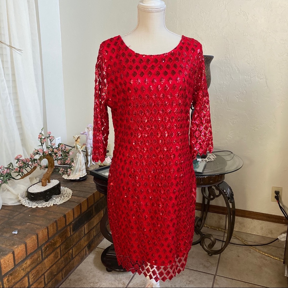 Sequin Red Mini Christmas Dress
